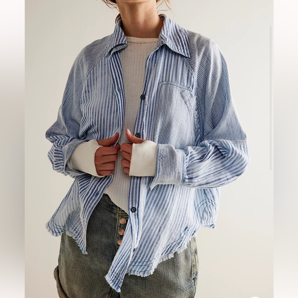 Free People Indigo Skies Stripe Shirt